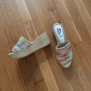 Spring Step Multicolor Woven Espadrille Wedge Sandals